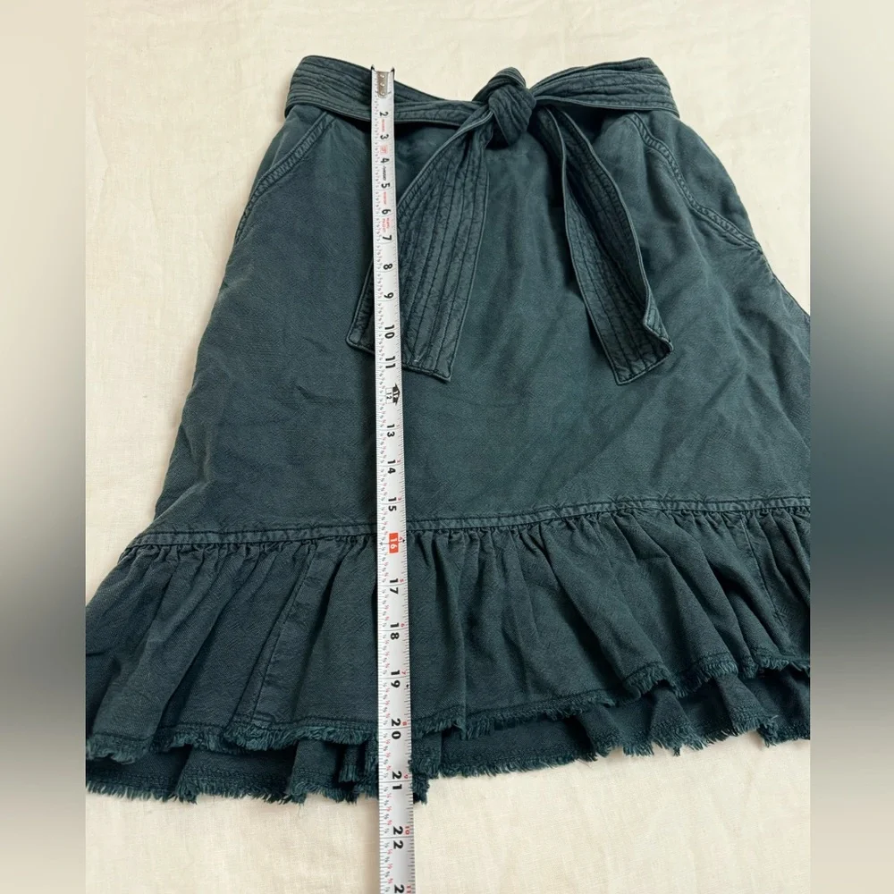 ANTHROPOLOGIE Pilcro Amora Ruffled Mini Skirt In Teal Blue Size XS Beach Coast - Picture 9 of 16